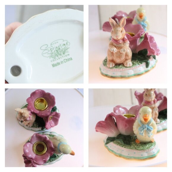 Set of Two  Avon Springtime Collection Candle Holders - Picture 1 of 2